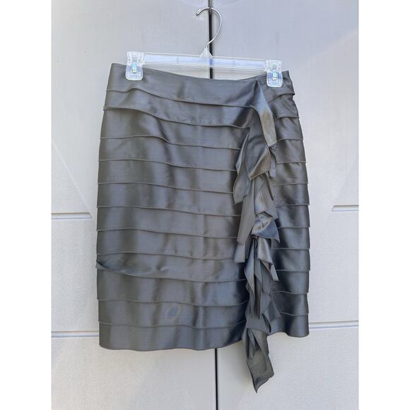 Development By erica davis Y2K 100% Silk Tiered Cascade Ruffles Skirt Sz 2 Luxe - Picture 4 of 12